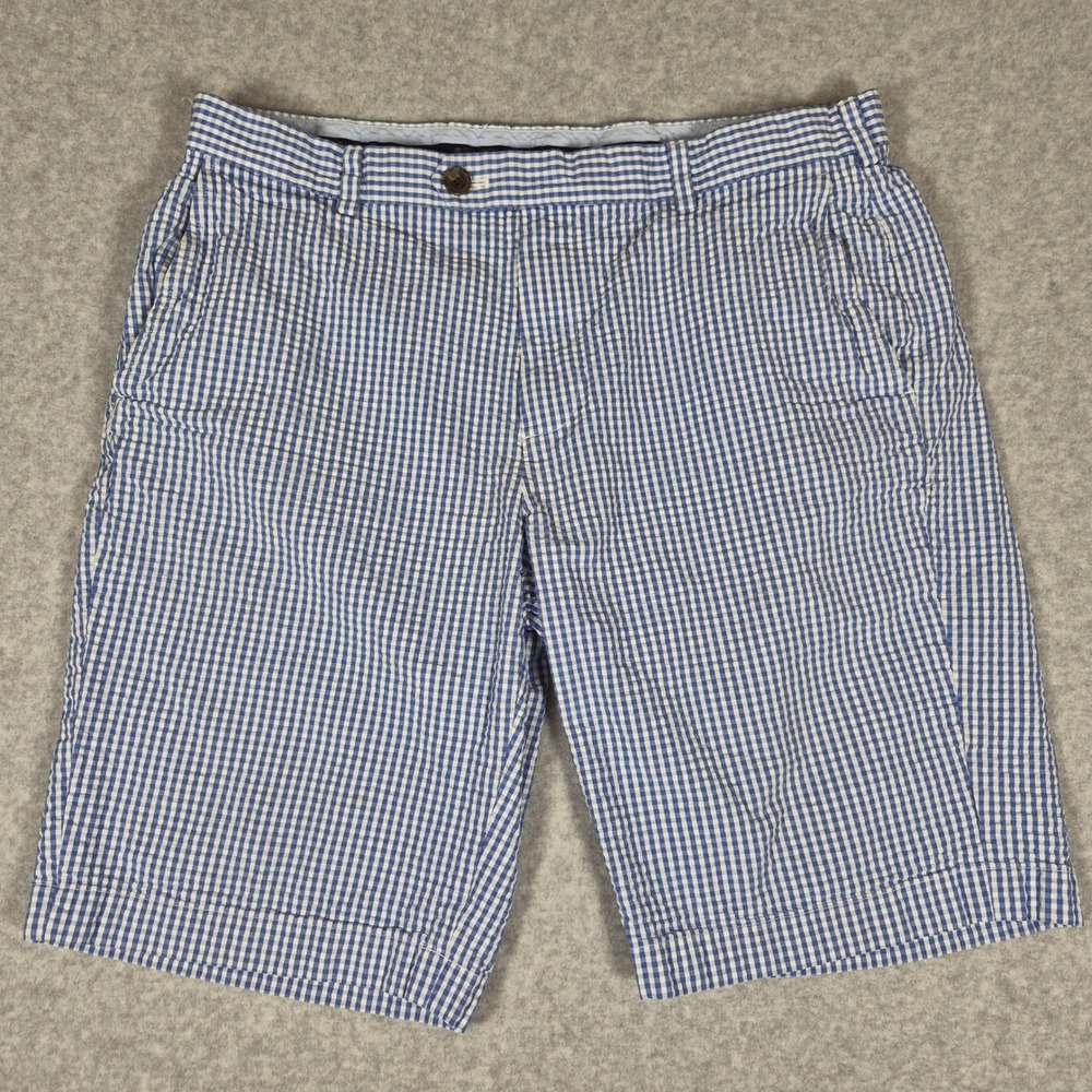 Brooks Brothers Seersucker Shorts Mens 36 Blue Gingham Check Cotton Preppy